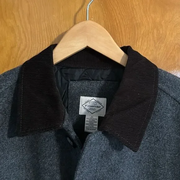 Wool Blend Jacket Mens Medium Gray St John’s Bay - Picture 3 of 4
